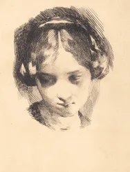 Cabeza de una joven vista de frente