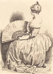 Dama sentada con abanico
