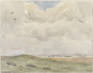 Paisaje de dunas con rebaño