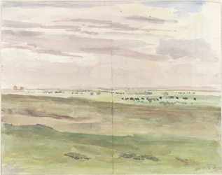 Paisaje de pradera con rebaños