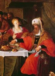 Herodes y Herodías en el banquete de Herodes (detalle)