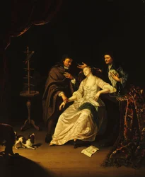 Un doctor atendiendo a una chica desmayada, 1713