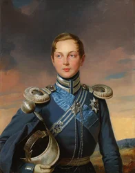Retrato del Tsesarevitch Alexander Nikolaevich en uniforme del regimiento cosaco Atamansky (óleo sobre lienzo)