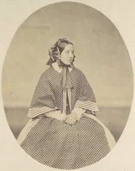 [Joven mujer con vestido de lunares], 1850s-60s