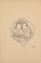 Pareja campesina (¿relleno de fuelle de un mueble?)