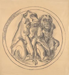 Proyecto para el relieve en la casa de los monos del zoológico de Schönbrunn