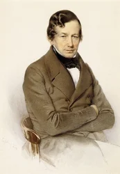 Retrato de Anton Diabelli, sentado medio cuerpo, 1842