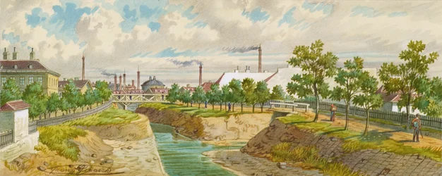 El Hoblingersteg sobre el río Wien (Gaudenzdorf)