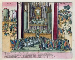 Abjuración de Enrique IV y conversión al catolicismo en St. Denis el 15 de julio de 1593