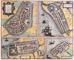 Bolsward, Stavoren, Harlingen y Hindeloopen, Países Bajos (grabado)