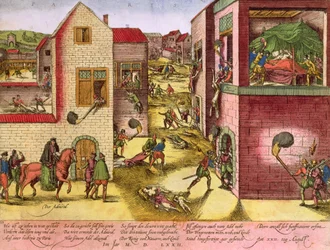 Muerte del almirante Gaspard II de Coligny (1519-72) en la masacre de San Bartolomé en 1572