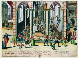 Destrucción de reliquias y estatuas en iglesias, abril de 1566