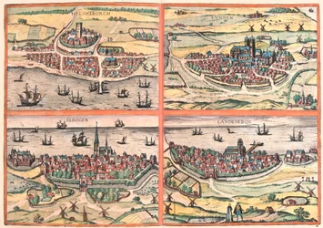 Helsingborg, Lunden, Malmo y Landskrona (Suecia) (grabado)