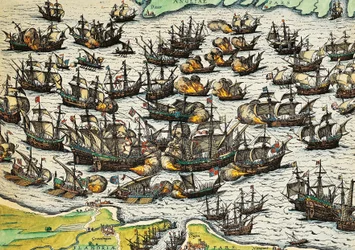 Armada invencible, grabado por Franz Hogenberg, España