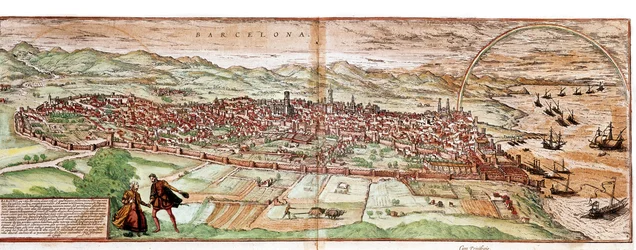 Mapa de Barcelona - España (grabado)