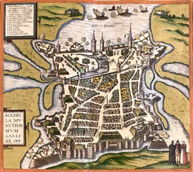 Plano de La Rochelle (Rochella), Francia