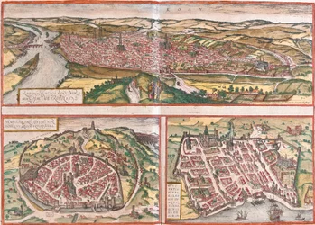 Vista de Ruan (Rotomagus), Nimes (Nemausus) y Burdeos (Burdigala), Francia