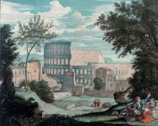 El Coliseo con figuras románticas