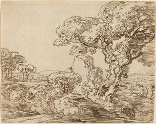 Paisaje con Árboles y Rocas Escarpadas