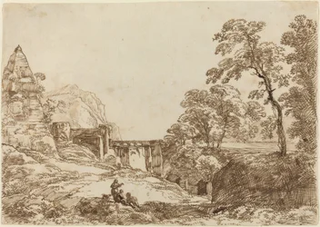 Paisaje con una Pirámide y Ruinas Clásicas