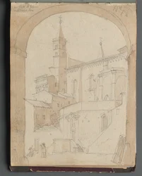 Álbum con vistas de Roma y alrededores, estudios de paisajes, página 18a: San Juan de Letrán, Roma