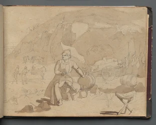 Álbum con vistas de Roma y alrededores, estudios de paisajes, página 39a: Figura en un paisaje