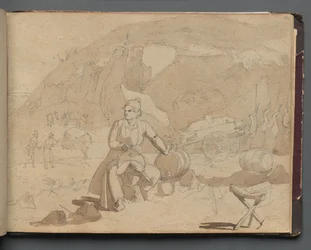 Album with Views of Rome and Surroundings, Landscape Studies, page 39a: Figure in a Landscape
