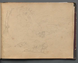 Álbum con Vistas de Roma y Alrededores, Estudios de Paisaje, página 44a: Figuras en un Paisaje