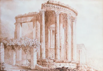 Templo de la Sibila, Tívoli (acuarela)