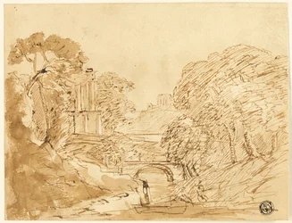 Paisaje con puente y ruinas
