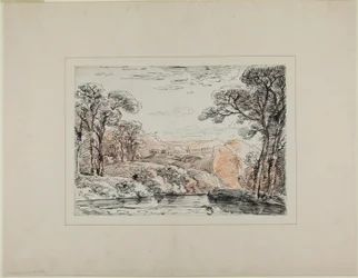 Paisaje con Río y Colinas Distantes