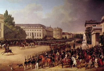 Desfile militar en la Plaza de la Ópera en Berlín