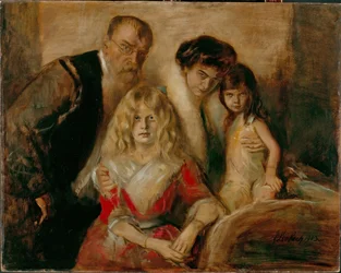 El artista con su esposa e hijos
