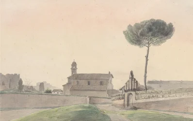 Vista de la Iglesia de San Pancracio, Roma, desde el sur, 1834