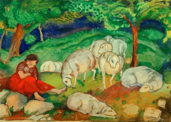 Pastora con ovejas