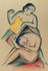 Dos mujeres desnudas, c.1910-15 (gouache y acuarela sobre papel)