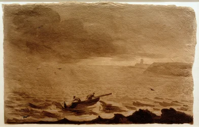 Paisaje costero con tormenta
