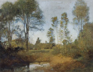 paisaje con un vagón de heno