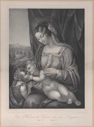 La Virgen y el niño con el infante San Juan Bautista, con el niño Cristo acostado