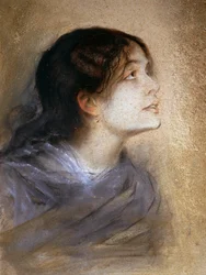 Retrato de Eleonora Duse (Vigevano 1858 - Pittsburgh 1924), actriz italiana, pintura de Franz von Lembach (1836-1904), pastel sobre cartón, 68x47 cm