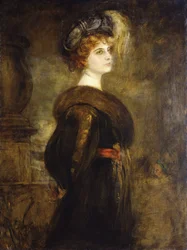 Retrato de una dama, de pie tres cuartos de longitud