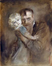 Autorretrato con su hija Marion - Lenbach, Franz, von (1836-1904) - 1894 - Colección privada