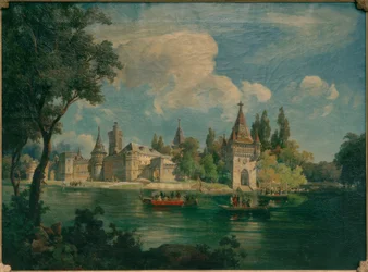 El palacio imperial de Laxenburg con los barcos imperiales