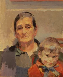 La madre del artista con un niño pequeño
