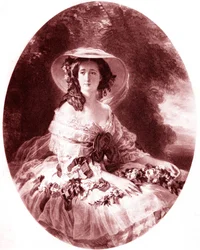 La Emperatriz Eugenia (1826-1920) (Eugenia de Montijo) esposa de Napoleón III. Grabado de Auguste Adrien Jouanin (Jouannin) (1806-1887) por Franz Xaver Winterhalter (1805-1873) - 1930