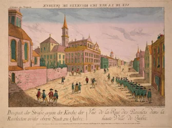 Vista de la Rue des Recolets de Quebec, publicada c.1770s