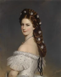 Emperatriz Isabel de Austria con estrellas de diamante en su cabello, ca 1860