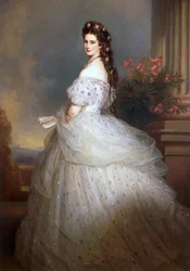 La emperatriz Isabel de Austria, con estrellas de diamante en el cabello - Emperatriz Isabel de Austria con estrellas de diamante en el cabello, por Winterhalter, Franz Xavier (1805-1873)