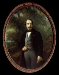 Retrato de pie de Napoleón III (1808 - 1873). Pintura de Francois Xavier (Franz Xaver) Winterhalter (1806-1873)