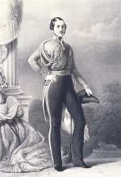 Retrato de Alberto de Sajonia-Coburgo-Gotha, esposo de la Reina Victoria y Príncipe Consorte del Reino Unido, por Franz Xaver Winterhalter, impresión